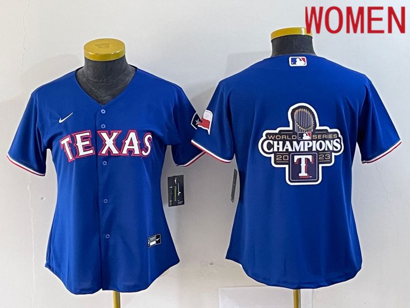 Women Texas Rangers Blank Blue Game Nike 2023 MLB Jersey style 3
